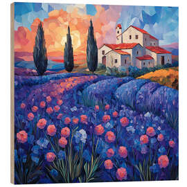 Wood print Flowers from Provence - Maria Tuzhilkina