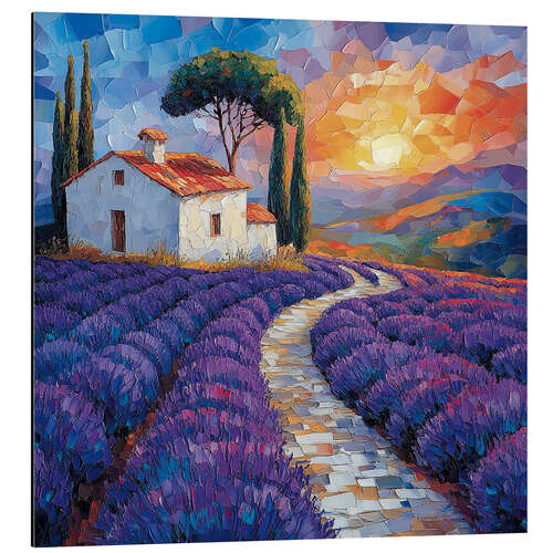 Quadro em alumínio Lavender field at sunset
