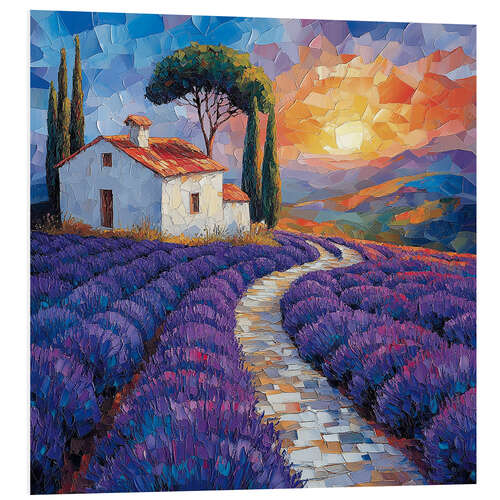 Cuadro de PVC Lavender field at sunset