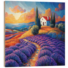 Wood print French Provence landscape - Maria Tuzhilkina
