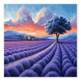Poster Delicate lavender, Provence - Maria Tuzhilkina