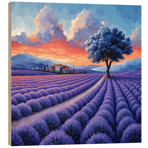 Stampa su legno Delicate lavender, Provence