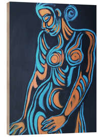 Holzbild Tätowierter Frauenkörper in Bewegung - Carmen Tyrrell