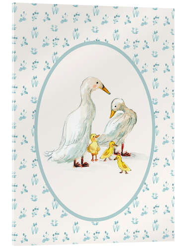 Acrylic print Duck Families in farmhouse-style