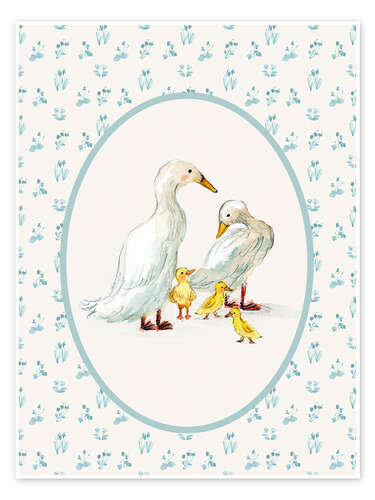 Poster Duck Families in farmhouse-style