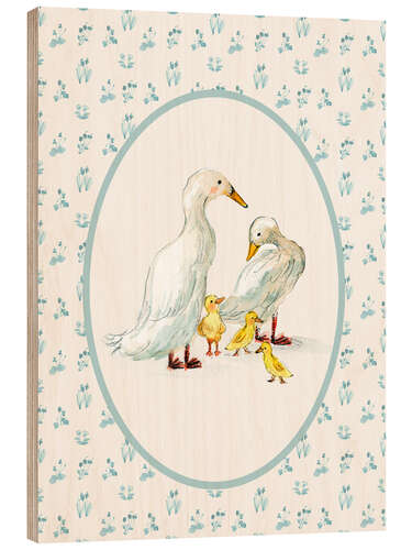 Quadro de madeira Duck Families in farmhouse-style