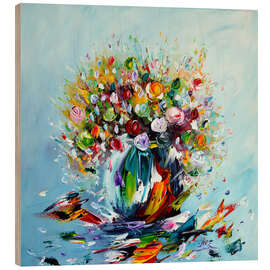 Holzbild Blumen und Kristallhintergrund - Theheartofart Gena