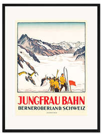 Gerahmter Kunstdruck Jungfrau Bahn, Berneroberland, Schweiz - Vintage Ski Collection