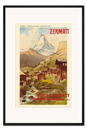 Gerahmter Kunstdruck Zermatt Chemins de Fer