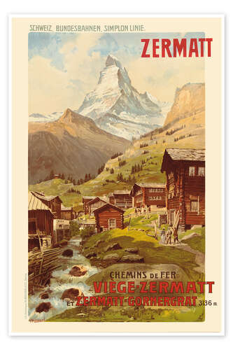 Poster Zermatt Chemins de Fer