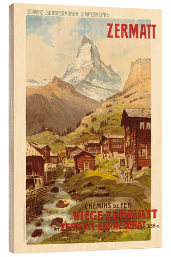 Trätavla Zermatt Chemins de Fer