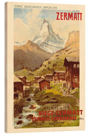 Trätavla Zermatt Chemins de Fer - Vintage Travel Collection