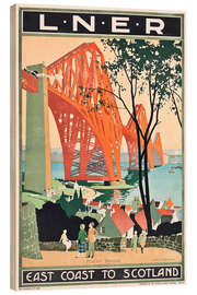 Print på træ LNER East Coast to Scotland - Vintage Travel Collection