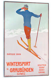 Akrylbilde Winter sports in Graubünden, Switzerland