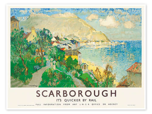 Poster Scarborough - It's Quicker By Rail