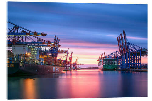 Acrylglasbild Sonnenuntergang im Hamburger Hafen
