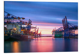 Aluminium print Sunset in the port of Hamburg - Nils Steiner