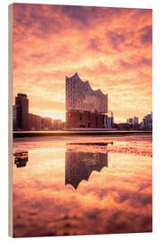 Cuadro de madera Elbhilharmonie Hamburg at sunrise - Nils Steiner