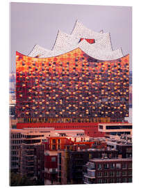 Acrylglasbild Elbhilharmonie Hamburg im Sonnenaufgang - Nils Steiner
