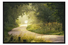 Gerahmter Kunstdruck Morgennebel im Wald