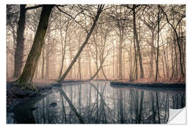 Wandsticker Sonnenaufgang im Wald