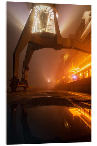Tableau en verre acrylique Crane in the port of Hamburg