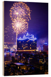Cuadro de madera Fireworks over Hamburg - Nils Steiner