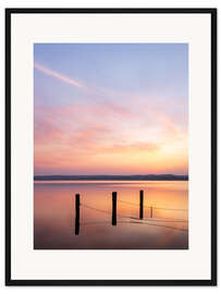 Gerahmter Kunstdruck Sonnenaufgang am See