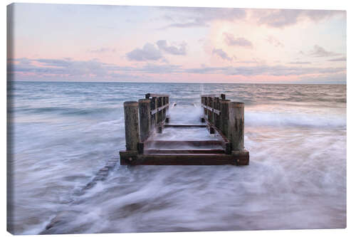 Canvastavla Pier and sunrise on the Baltic Sea