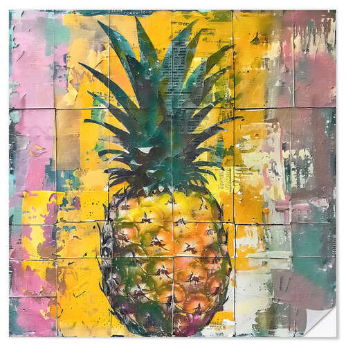 Selvklebende plakat Tropical fruits - Pineapple