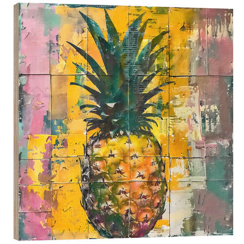 Hout print Tropical fruits - Pineapple