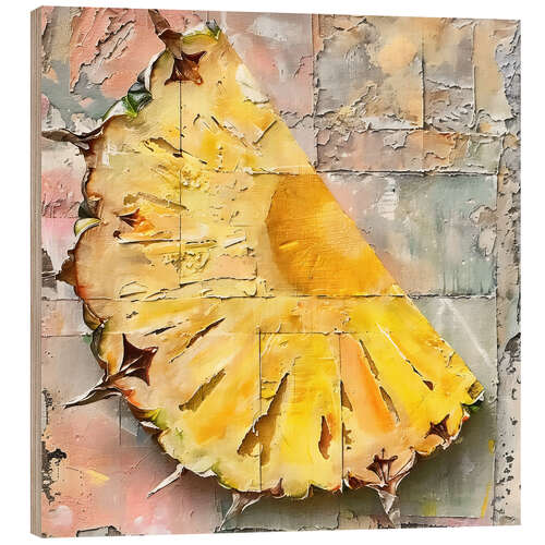 Wood print Pineapple slice