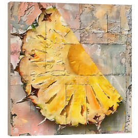 Wood print Pineapple slice