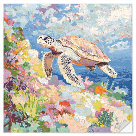 Vinilo para la pared Colourful Turtle