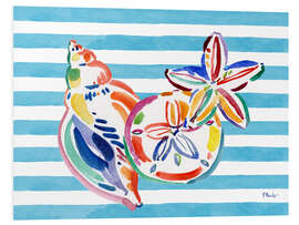 Tableau en PVC Colourful shells on beach towel - Paul Brent