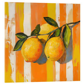 Acrylic print Lemons on Striped Orange Background - Gina Kelly