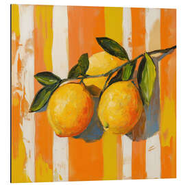 Obraz na aluminium Lemons on Striped Orange Background - Gina Kelly