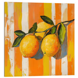 Galleritryk Lemons on Striped Orange Background