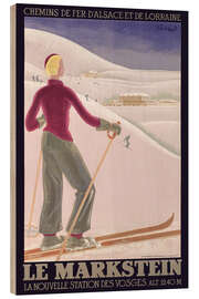 Tableau en bois Le Markstein - Chemins de Fer d'Alsace et de Lorraine - Vintage Ski Collection