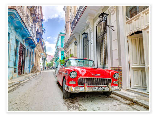Poster Red Vintage Car