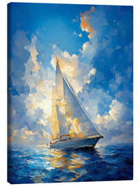 Canvas print White sailboat on azure sea