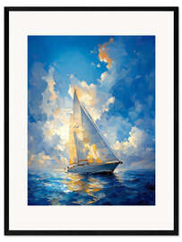 Impresión de arte enmarcada White sailboat on azure sea