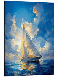 Magnettafel Weißes Segelboot auf azurblauem Meer