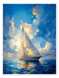 Tableau White sailboat on azure sea - Maria Tuzhilkina