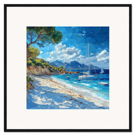 Gerahmter Kunstdruck Blaue Meeresküste