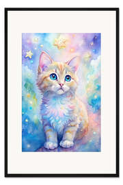 Gerahmter Kunstdruck Kätzchen in der Fantasiewelt