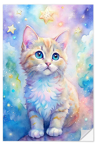 Selvklebende plakat Kittens in the fantasy world