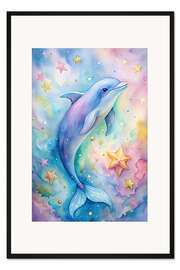 Gerahmter Kunstdruck Delfin in der Fantasiewelt