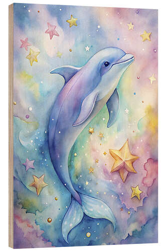 Tableau en bois Dolphin in the fantasy world
