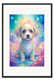 Gerahmter Kunstdruck Welpe in der Fantasiewelt